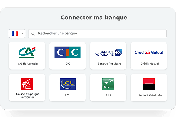 Capture d'écran de l'interface de connection aux compte bancaires
